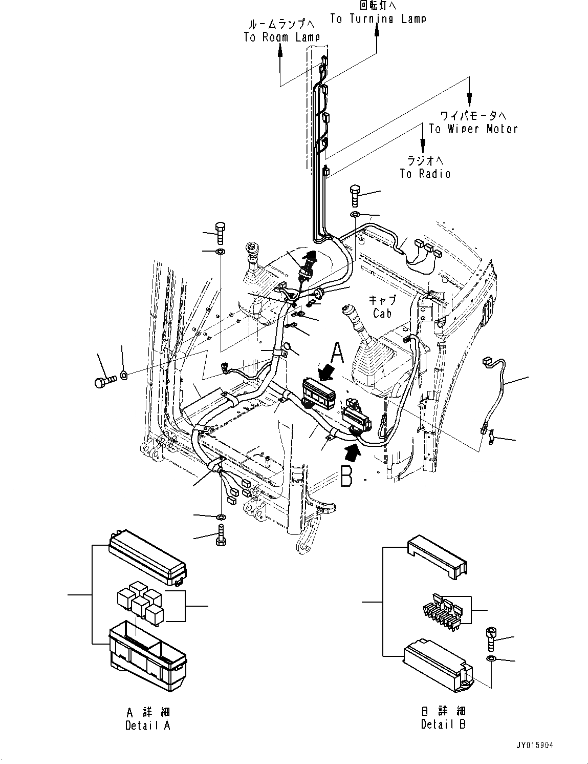 Схема запчастей Komatsu PC20MR-3 - КАБИНА, КАБИНА IN ЧАСТИ, ПРОВОДКА (№-) КАБИНА, С НАВЕСН. ОБОРУД КЛАПАН, МАСТЕР КЛЮЧ