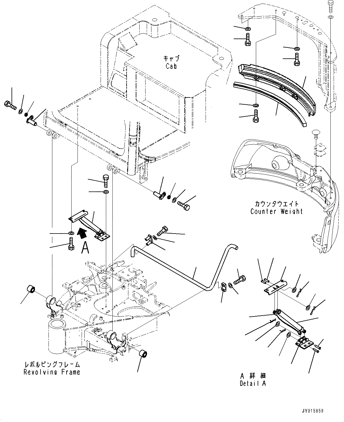 Схема запчастей Komatsu PC20MR-3 - КРЕПЛЕНИЕ ПОЛАING, GAS SPRINGS КОМПОНЕНТЫ (№8-) КРЕПЛЕНИЕ ПОЛАING, ДЛЯ КАБИНА ROPS