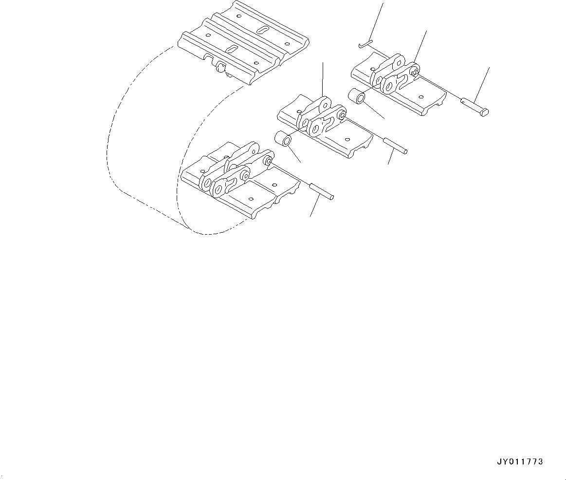 Схема запчастей Komatsu PC20MR-3 - ГУСЕНИЦЫ ASSEMBLY, STEEL SHOE ОДИНОЧН. GOODS (№-) ГУСЕНИЦЫ ASSEMBLY