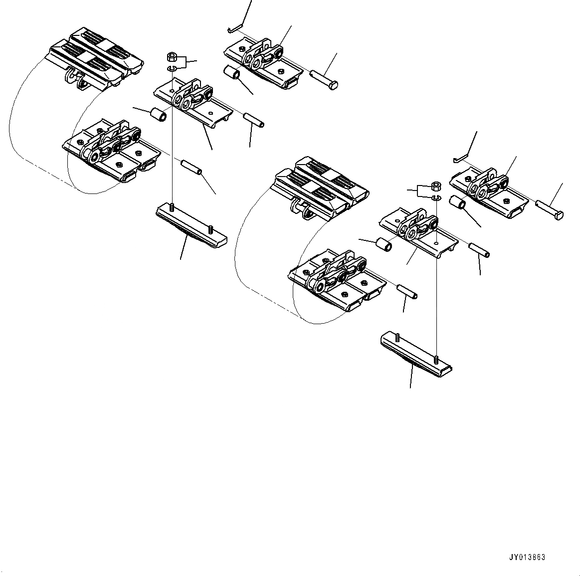 Схема запчастей Komatsu PC20MR-3 - ГУСЕНИЦЫ ASSEMBLY, ГУСЕНИЦЫ (№-) ГУСЕНИЦЫ ASSEMBLY, ПОДУШКИ ДЛЯ АСФАЛЬТА