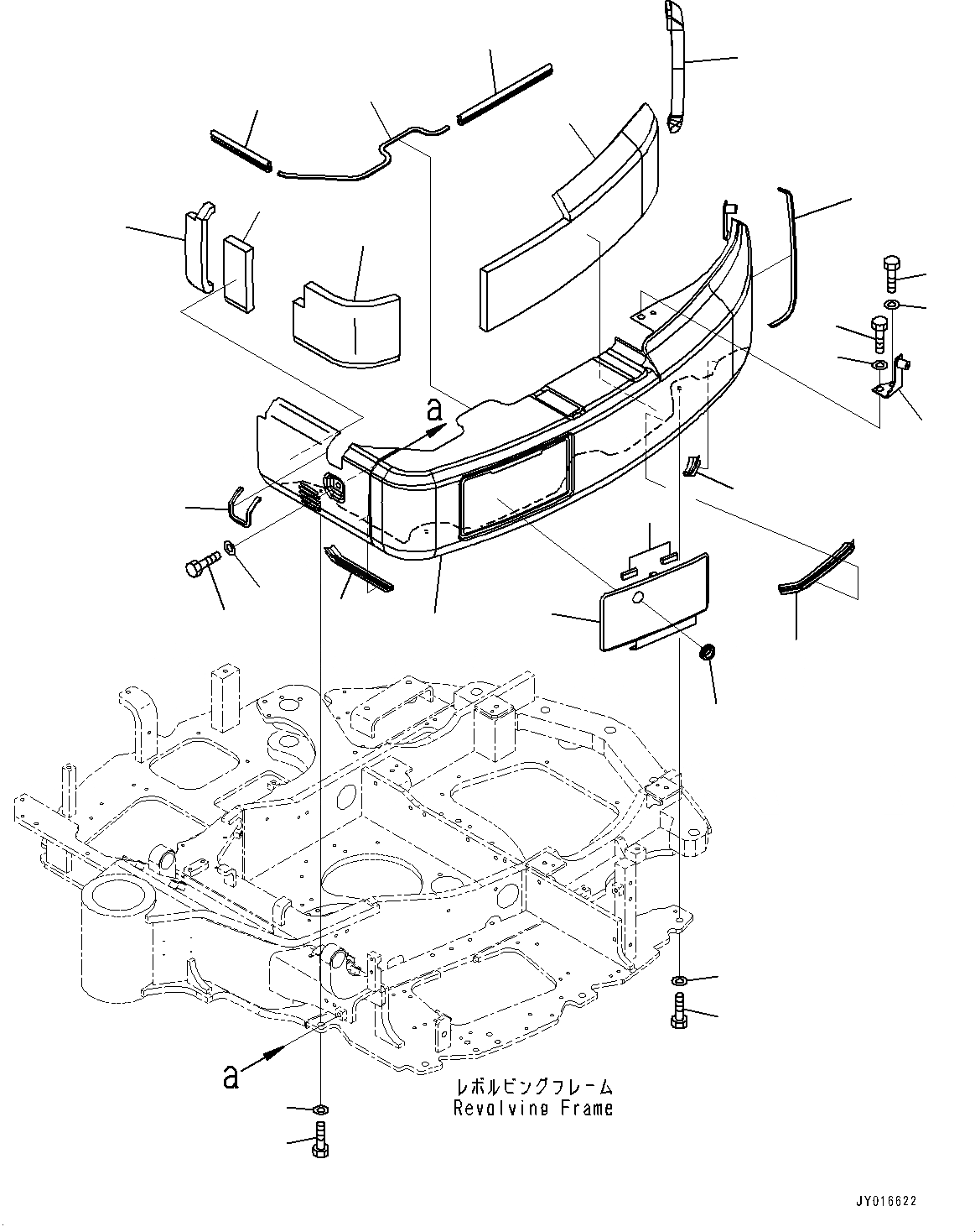 Схема запчастей Komatsu PC55MR-3 - ЛЕВ. КРЫШКА(№-) ЛЕВ. COVER, КРОМЕ ЯПОН.