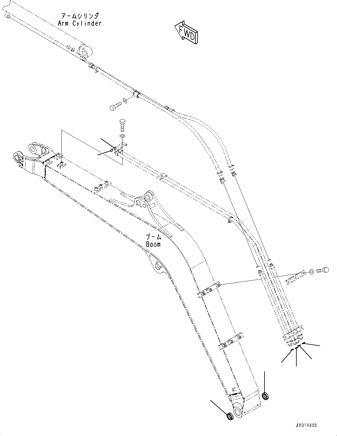 Схема запчастей Komatsu PC55MR-3 - СТРЕЛА, О-КОЛЬЦО (№-) СТРЕЛА, .9M