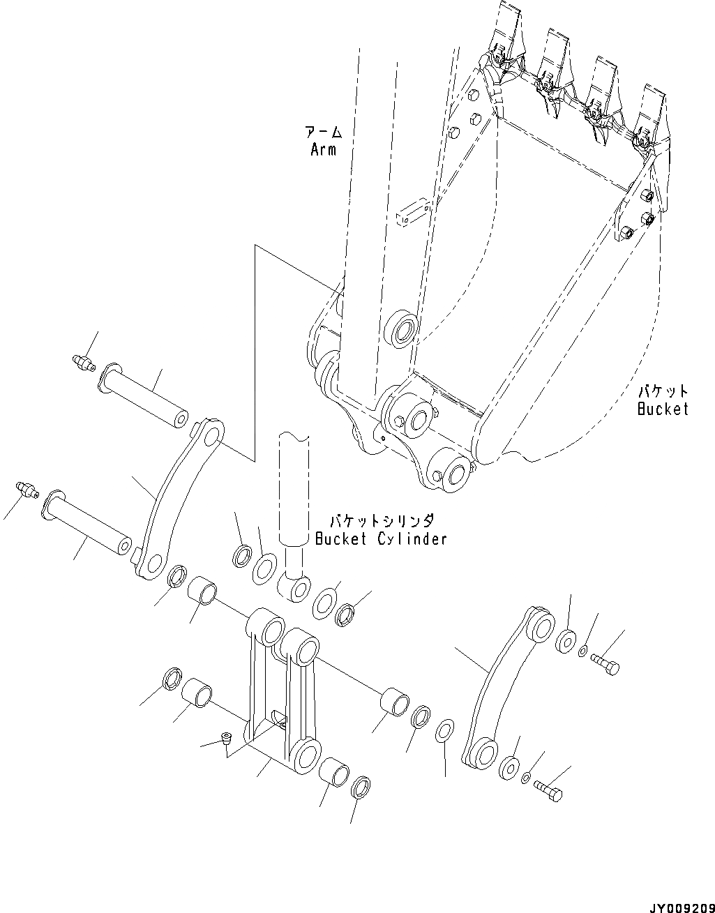 Схема запчастей Komatsu PC55MR-3 - РУКОЯТЬ, СОЕДИНЕНИЕ КОВША (№-) РУКОЯТЬ, .M