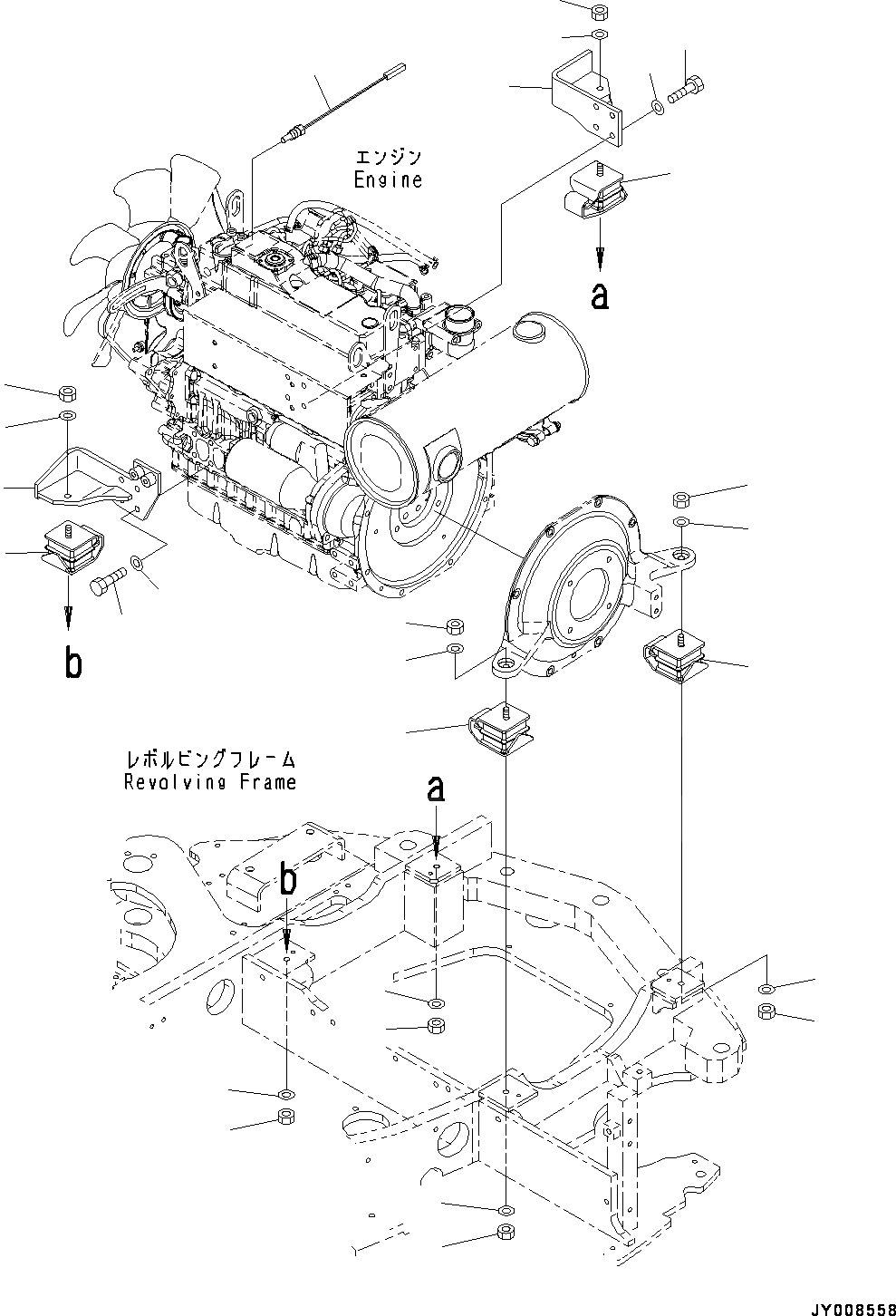 Схема запчастей Komatsu PC45MR-3 - КРЕПЛЕНИЕ ДВИГАТЕЛЯ (№-) КРЕПЛЕНИЕ ДВИГАТЕЛЯ