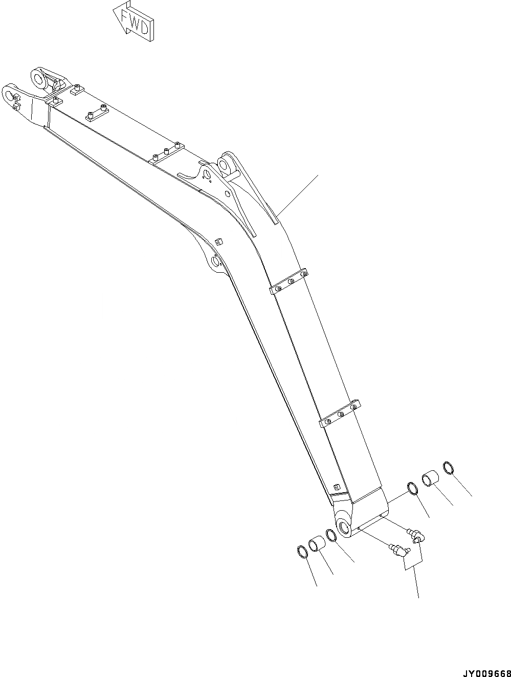 Схема запчастей Komatsu PC45MR-3 - СТРЕЛА, MM, СТРЕЛА И ВТУЛКА (№-) СТРЕЛА, MM