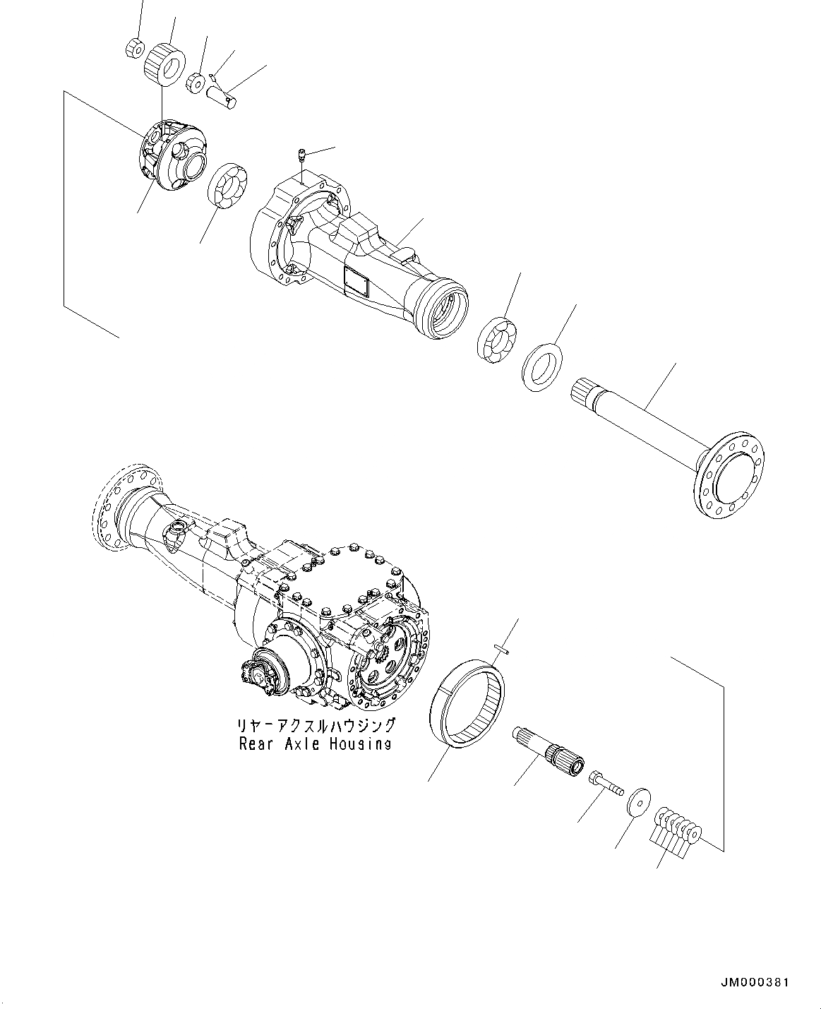 Схема запчастей Komatsu WA150-6 - ЗАДН. МОСТ, КОНЕЧНАЯ ПЕРЕДАЧА ЛЕВ. (№8-) ЗАДН. МОСТ, ДЛЯ MACHINE С САМОБЛОКИР. ДИФФЕРЕНЦ.