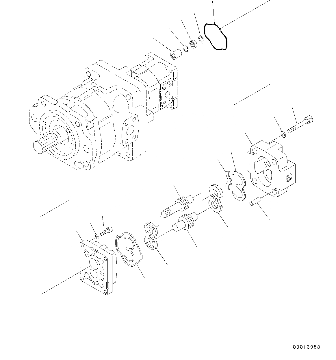 Схема запчастей Komatsu WA150-6 - ГИДРАВЛ МАСЛ. НАСОС, ВНУТР. ЧАСТИ, ПРИВОД НАСОС (/) (№8-) ГИДРАВЛ МАСЛ. НАСОС