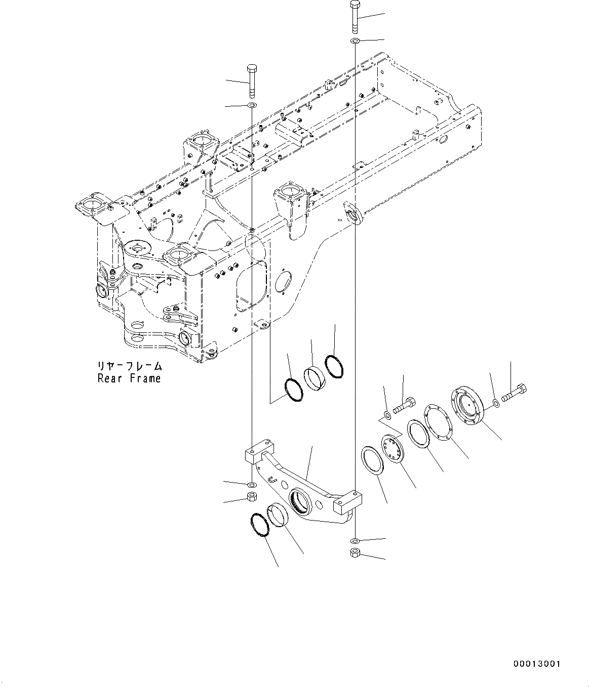 Схема запчастей Komatsu WA150-6 - СУППОРТ ЗАДНЕГО МОСТА(№8-) ЗАДН. МОСТ СУППОРТ