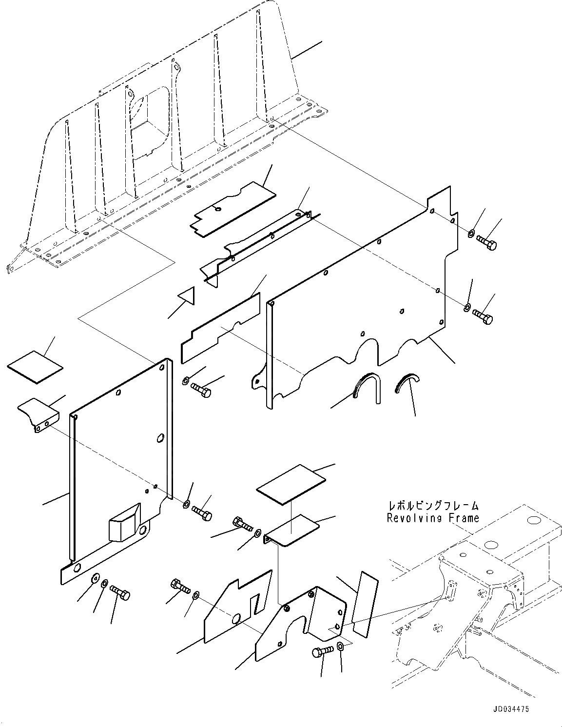 Схема запчастей Komatsu PC800-8E0 - ПЕРЕГОРОДКА. COVER, COVER ПЕРЕГОРОДКА. COVER