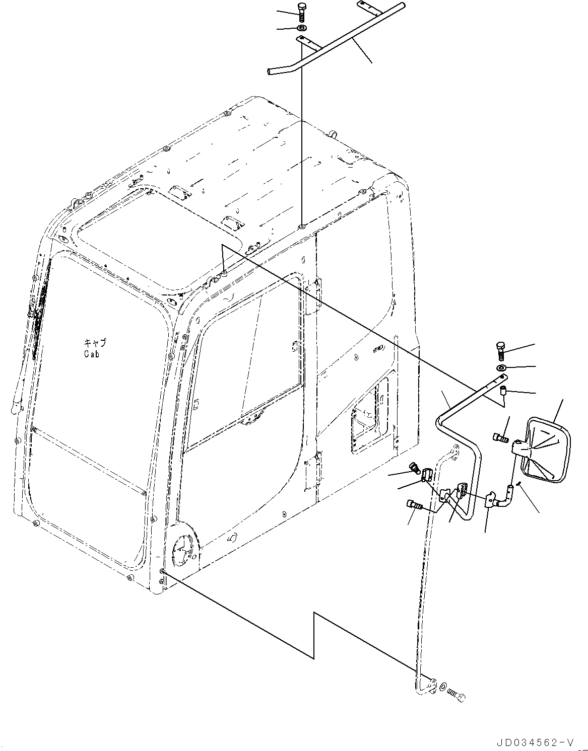 Схема запчастей Komatsu PC800-8E0 - ЗАДН.VIEW MIRROR, LHS ЗАДН.VIEW MIRROR, LHS