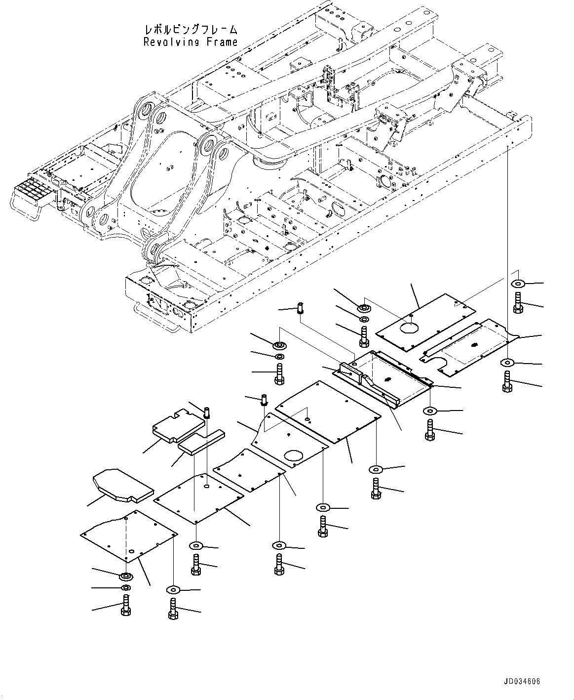 Схема запчастей Komatsu PC800-8E0 - НИЖН. КРЫШКА, ЛЕВ. (№-) НИЖН. КРЫШКА, УСИЛ. ТИП