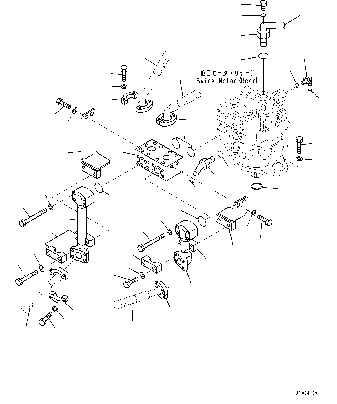 Схема запчастей Komatsu PC800-8E0 - МОТОР ПОВОРОТА, КОМПОНЕНТЫ, ЗАДН. (№-) МОТОР ПОВОРОТА, БЕЗ -СЕРВИСНЫЙ КЛАПАН