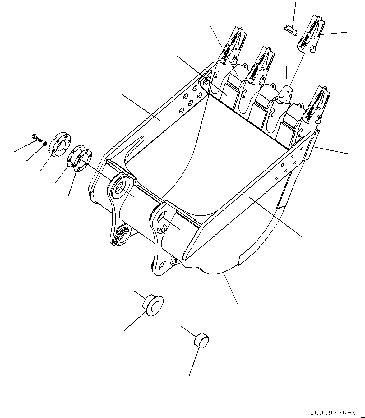 Схема запчастей Komatsu PC800-8E0 - КОВШ (№-) КОВШ, .8M, MM ШИР., KMAX TOOTH, THRUST ADJUSTMENT, БОКОРЕЗЫ