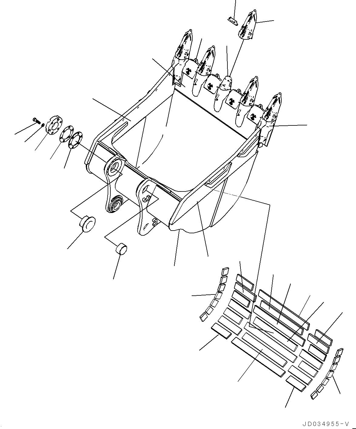 Схема запчастей Komatsu PC800-8E0 - КОВШ (№-7) КОВШ, .M, 8MM ШИР., KMAX TOOTH, THRUST ADJUSTMENT, БОКОРЕЗЫ