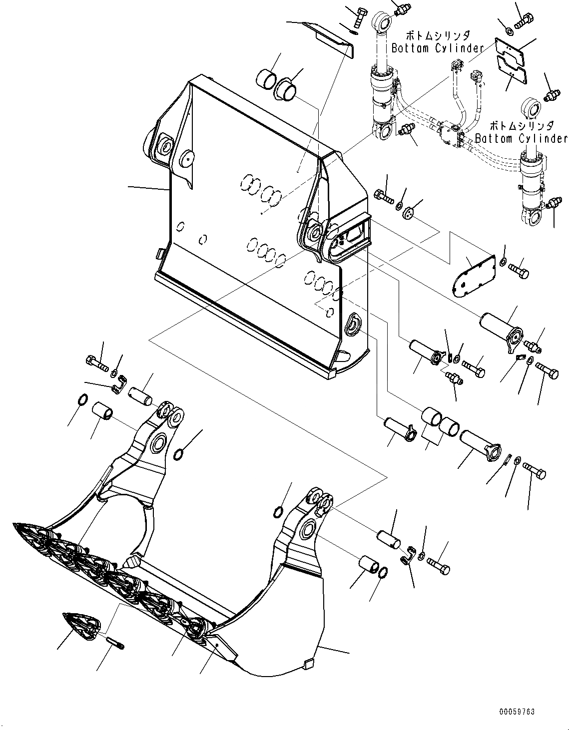 Схема запчастей Komatsu PC800-8E0 - КОВШ (№-) КОВШ, .M, НИЖН. РАЗГРУЗКА ТИП, KMAX TOOTH, ПРЯМАЯ ЛОПАТА CONFIGURATION