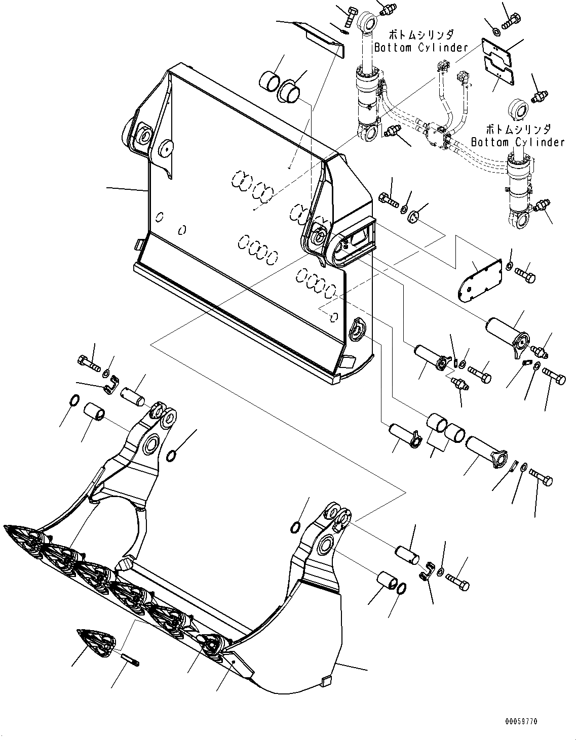 Схема запчастей Komatsu PC800-8E0 - КОВШ (№-) КОВШ, .M НИЖН. РАЗГРУЗКА, KMAX TOOTH, ПРЯМАЯ ЛОПАТА CONFIGURATION