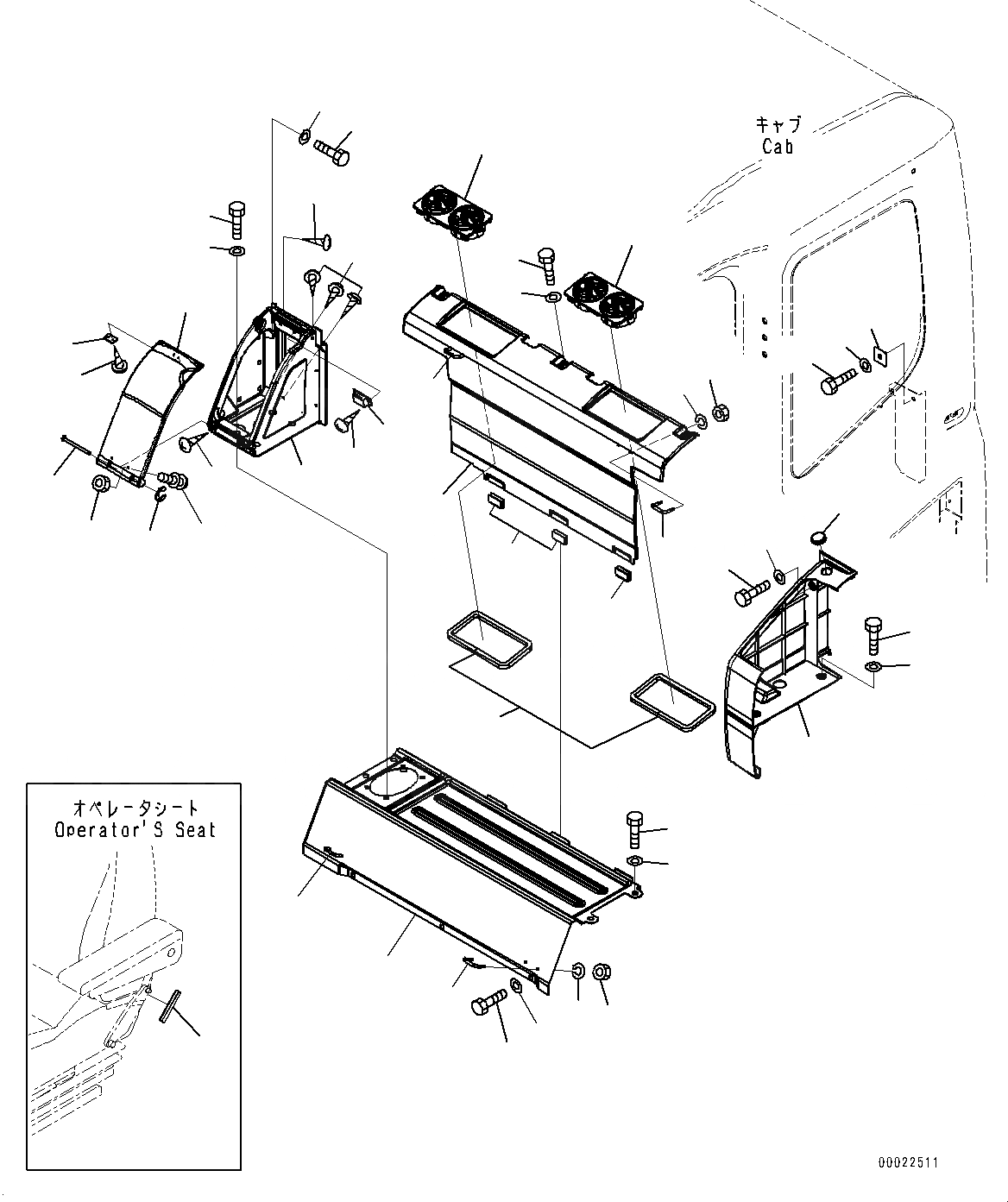 Схема запчастей Komatsu PC800SE-8E0 - СИДЕНЬЕ ОПЕРАТОРА ЗАДН. КРЫШКА (№-) СИДЕНЬЕ ОПЕРАТОРА ЗАДН. КРЫШКА
