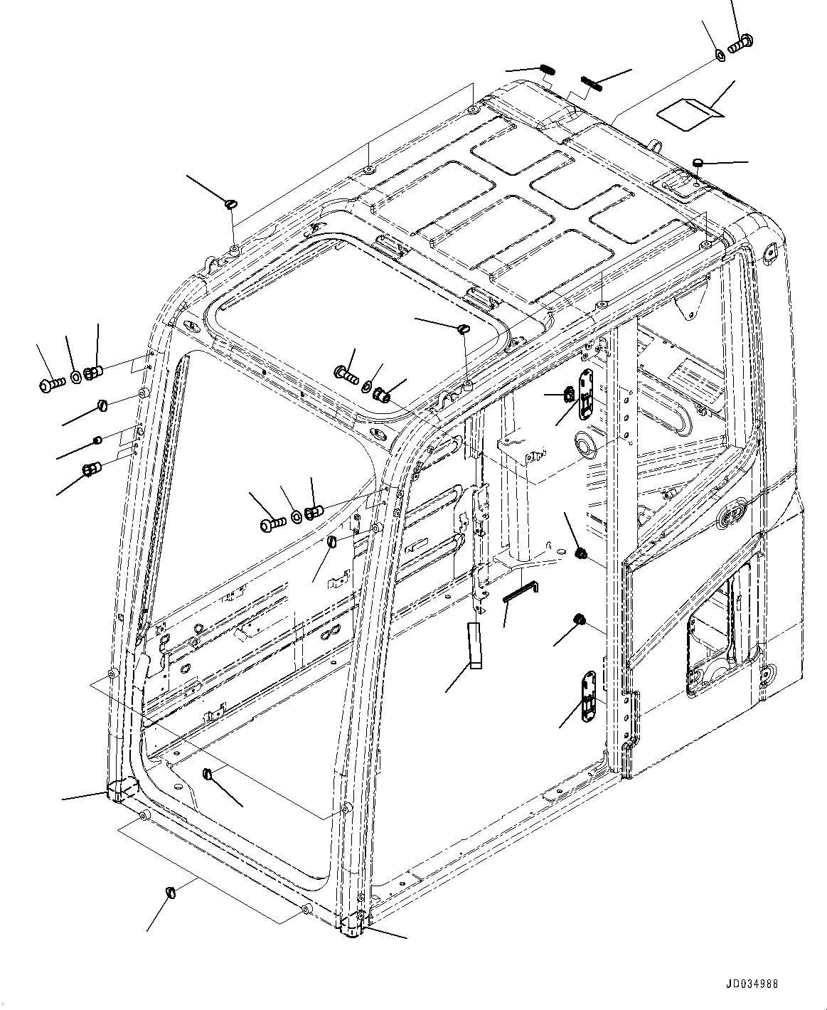Схема запчастей Komatsu PC800SE-8E0 - КАБИНА, ЗАГЛУШКА БОЛТ (№-) КАБИНА, EOPS КАБИНА, ПРАВ. И ЗАДН. ФИКС. ОКНА