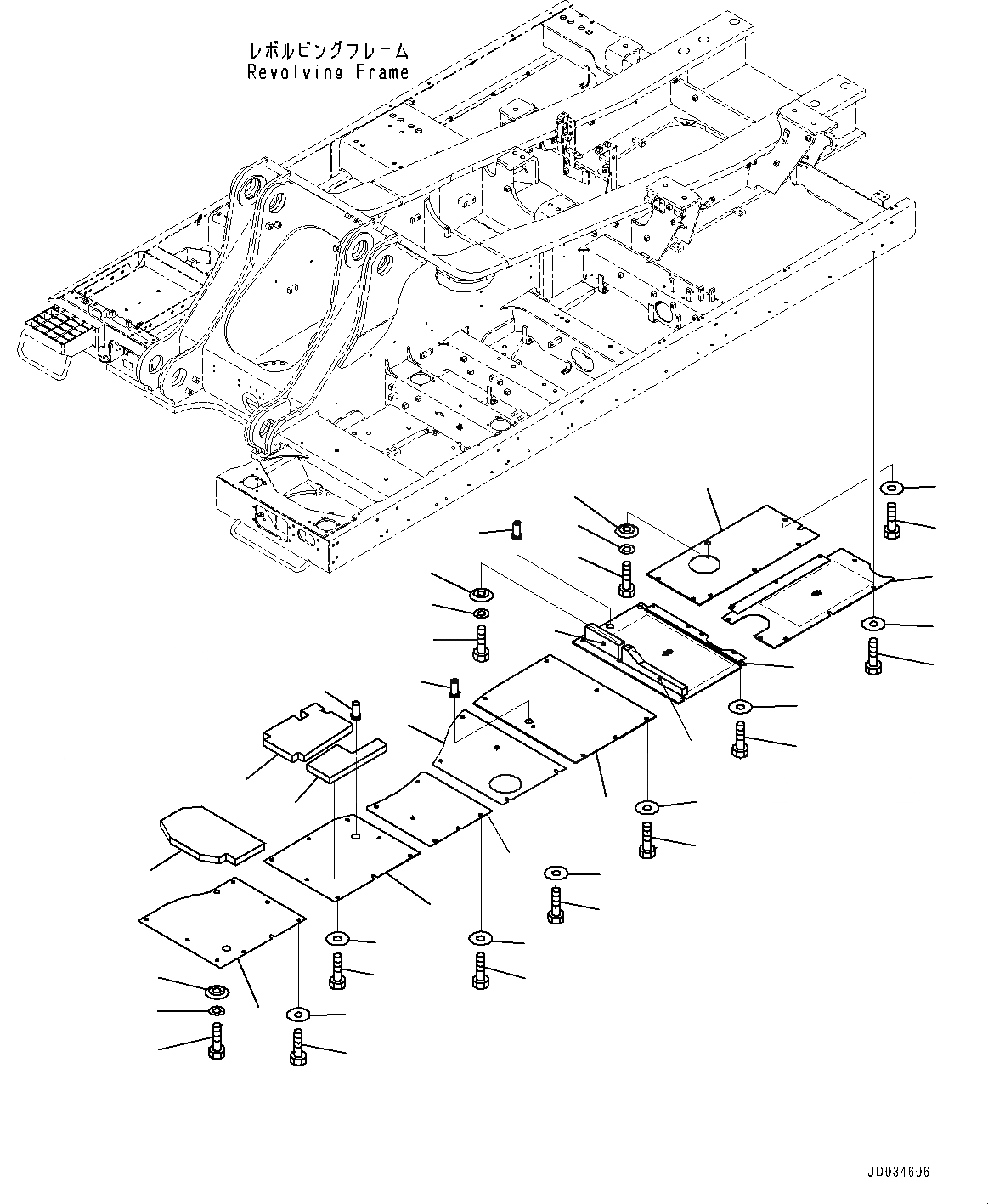 Схема запчастей Komatsu PC800SE-8E0 - НИЖН. КРЫШКА, ЛЕВ. (№-) НИЖН. КРЫШКА, УСИЛ. ТИП