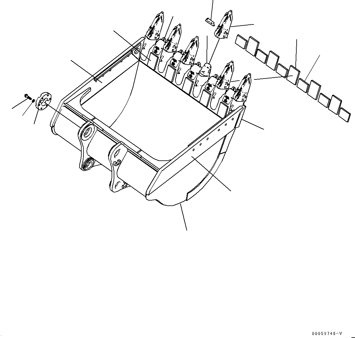 Схема запчастей Komatsu PC800SE-8E0 - КОВШ (№-9) КОВШ, .M, MM ШИР., KMAX TOOTH, THRUST ADJUSTMENT, БОКОРЕЗЫ