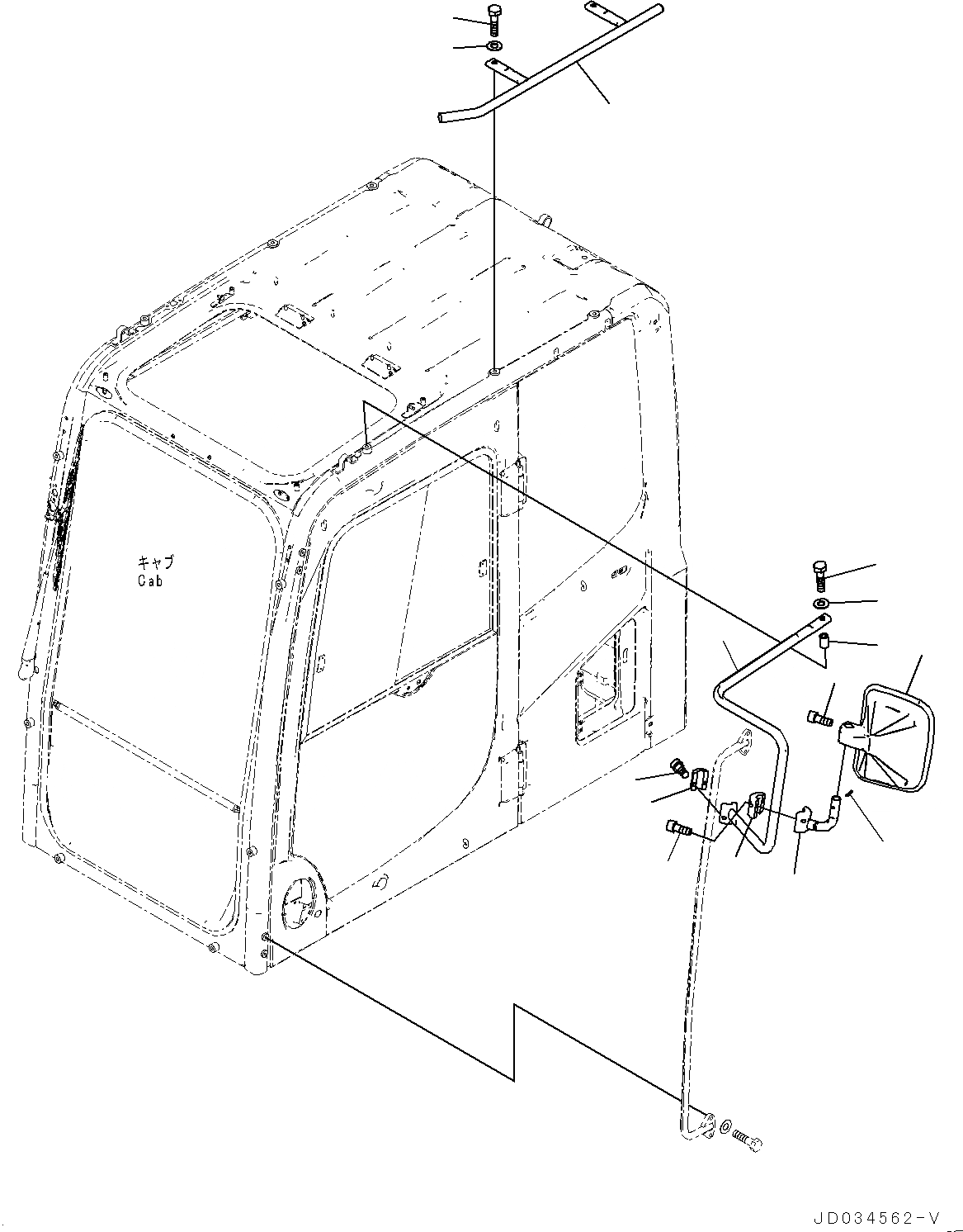 Схема запчастей Komatsu PC800LC-8E0 - ЗАДН.VIEW MIRROR, LHS ЗАДН.VIEW MIRROR, LHS