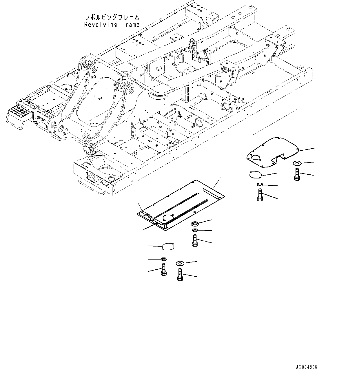 Схема запчастей Komatsu PC800LC-8E0 - НИЖН. КРЫШКА, ПРАВ. (№-) НИЖН. КРЫШКА