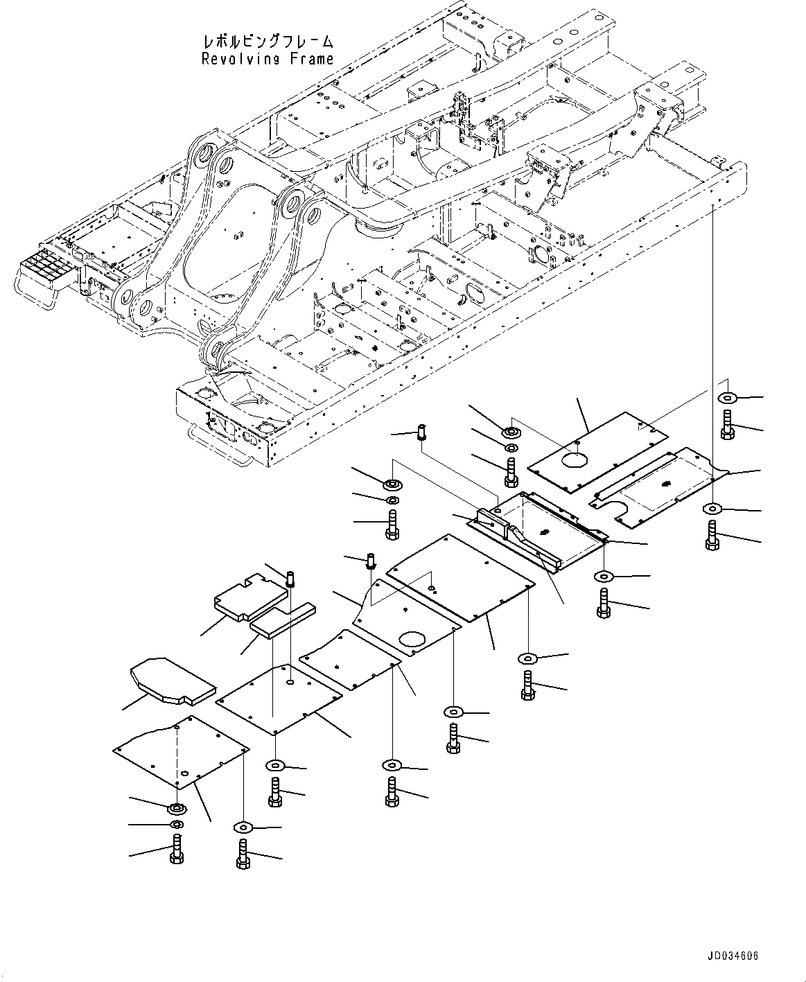 Схема запчастей Komatsu PC800LC-8E0 - НИЖН. КРЫШКА, ЛЕВ. (№-) НИЖН. КРЫШКА, УСИЛ. ТИП