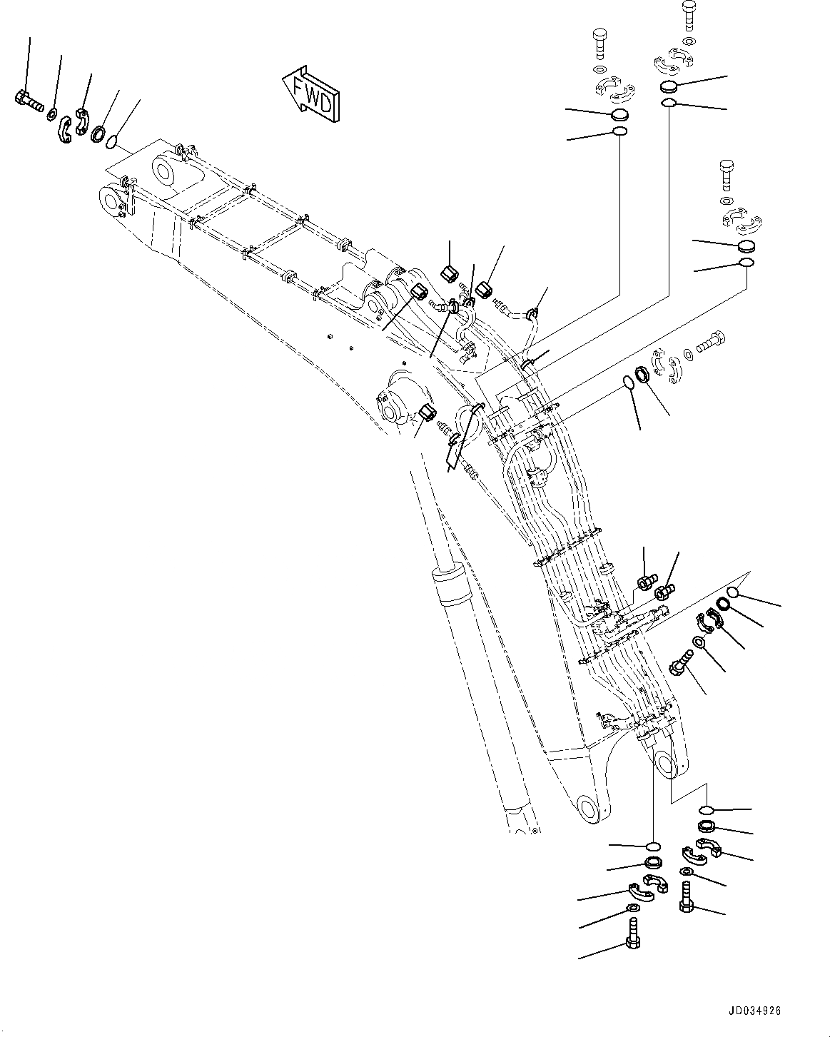 Схема запчастей Komatsu PC850-8E0 - СТРЕЛА, КРЫШКА(№-) СТРЕЛА, 8MM УСИЛ. ТИП