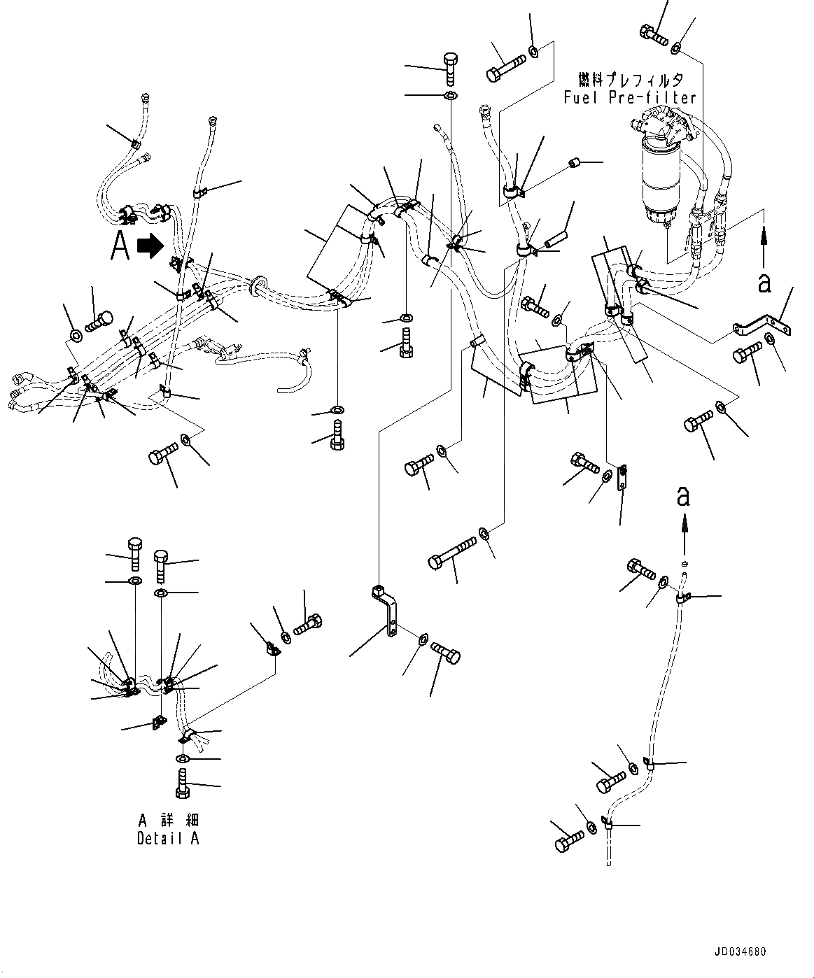 Схема запчастей Komatsu PC850SE-8E0 - ТОПЛИВН. ПОДАЮЩ. ТРУБЫ, КОРПУС И КРЕПЛЕНИЕ (№-) ТОПЛИВН. ПОДАЮЩ. ТРУБЫ