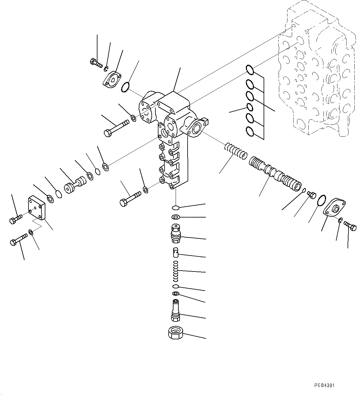 Схема запчастей Komatsu PC850SE-8E0 - УПРАВЛЯЮЩ. КЛАПАН, 4-Х СЕКЦИОНН. (/7) (№-) УПРАВЛЯЮЩ. КЛАПАН