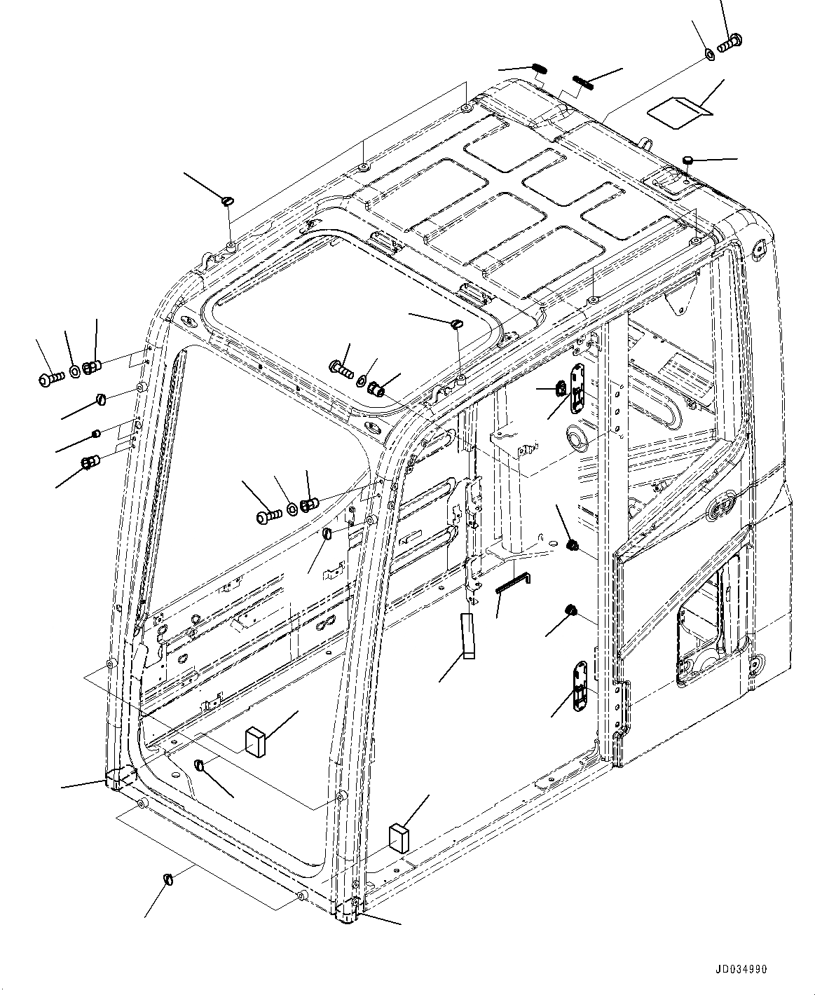 Схема запчастей Komatsu PC850SE-8E0 - КАБИНА, ЗАГЛУШКА БОЛТ (№-) КАБИНА, EOPS КАБИНА, КАРЬЕРН