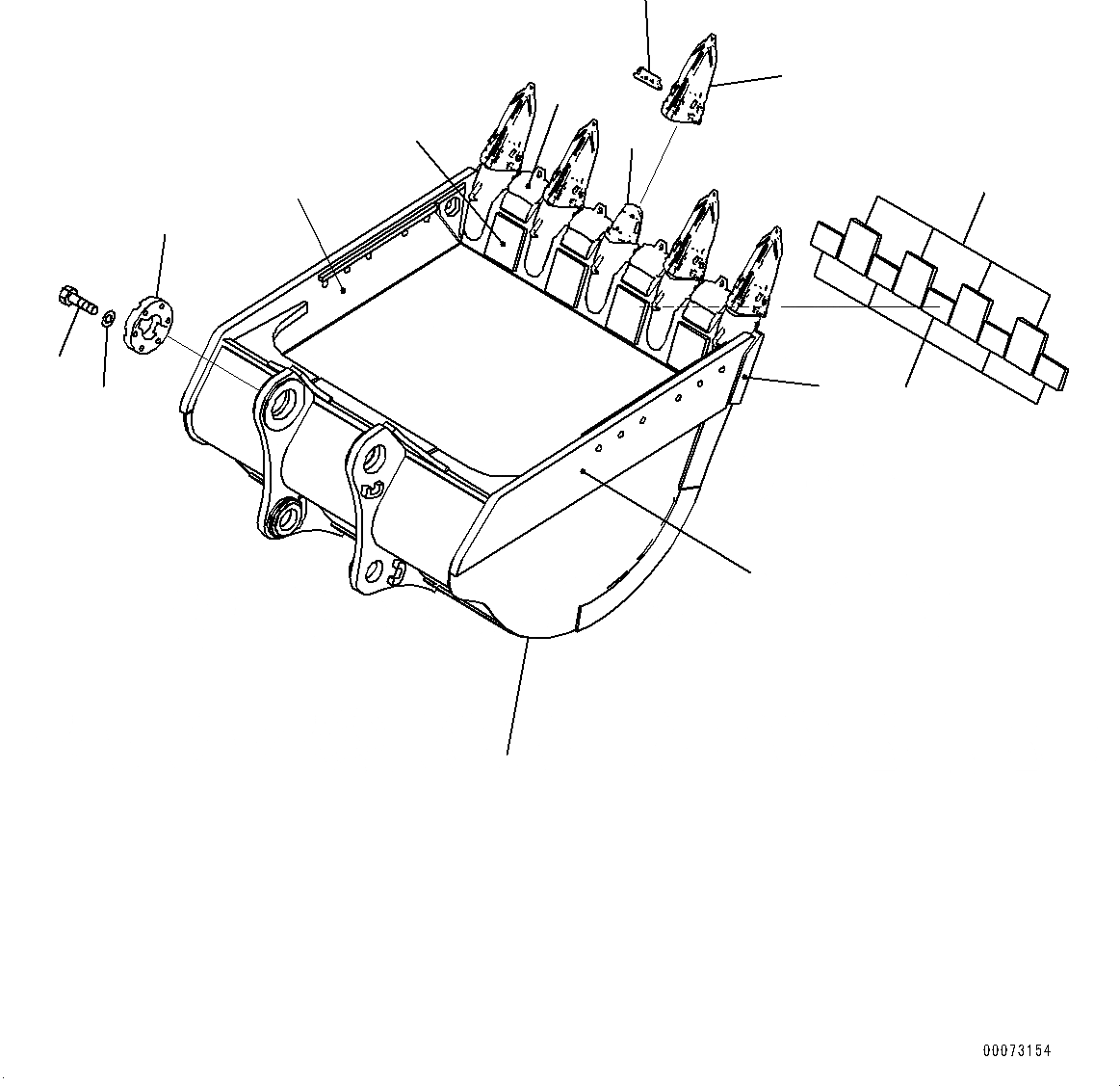 Схема запчастей Komatsu PC850SE-8E0 - КОВШ (№7-) КОВШ, .M, MM ШИР., KMAX TOOTH, THRUST ADJUSTMENT, БОКОРЕЗЫ