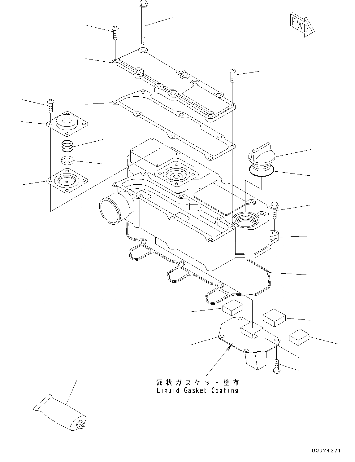 Схема запчастей Komatsu 3D76E-6 - ДВИГАТЕЛЬ БЛОК, КРЫШКА ГОЛОВКИ (№9-) ДВИГАТЕЛЬ БЛОК