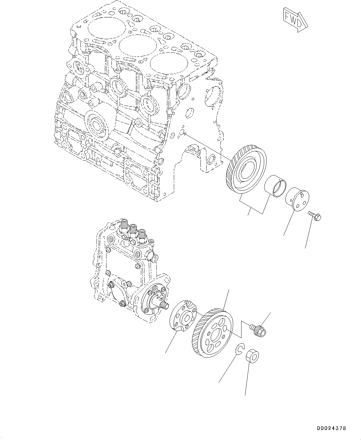 Схема запчастей Komatsu 3D76E-6 - ДВИГАТЕЛЬ БЛОК, ПРИВОД (№9-) ДВИГАТЕЛЬ БЛОК