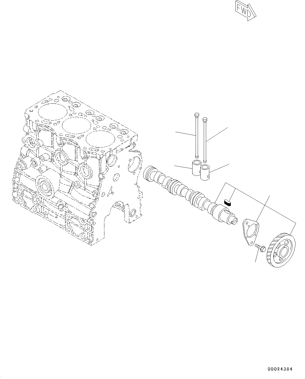 Схема запчастей Komatsu 3D76E-6 - ДВИГАТЕЛЬ БЛОК, РАСПРЕДВАЛ И IDLE ПРИВОДВАЛ (№9-) ДВИГАТЕЛЬ БЛОК