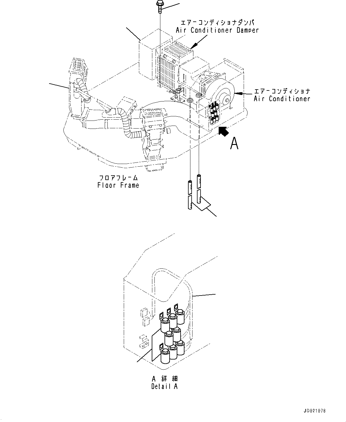 Схема запчастей Komatsu WA900-3E0 - ПОЛ, КОМПОНЕНТЫ КОНДИЦИОНЕРА (№78-) ПОЛ, EC REGULATION ARRANGEMENT, VHMS, БЕЗ AJSS