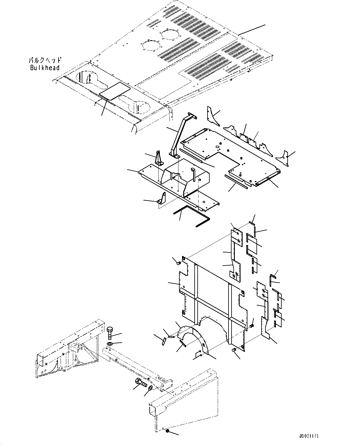 Схема запчастей Komatsu WA900-3E0 - BULKHEAD, КРЫШКА(/) (№78-) BULKHEAD, БЕЗ ТОРМОЗ. МАСЛ. СИСТЕМА ОХЛАЖДЕНИЯ