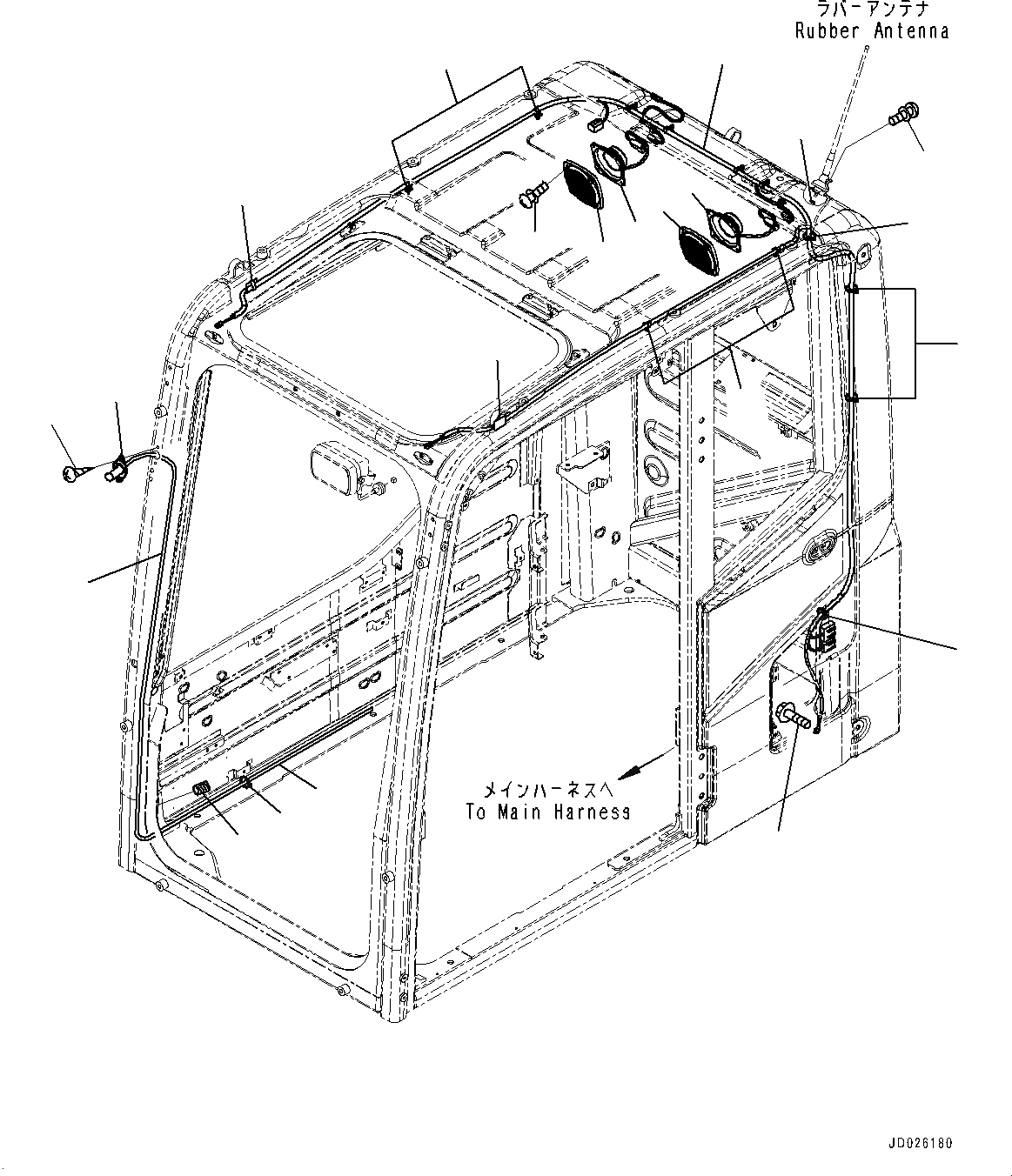 Схема запчастей Komatsu PC220-8 - КАБИНА, ГРОМКОГОВОРИТ. И ОМЫВАТЕЛЬ СТЕКЛА (№877-) КАБИНА, С АВТОМАТИЧ. КОНДИЦ. ВОЗДУХА, БОЛ. WIND QUANTITY, -ДОПОЛН. АКТУАТОР ТРУБЫ, АККУМУЛЯТОР, СИГНАЛИЗ. ПЕРЕГРУЗКИ, POWER ПОДАЮЩ., VO