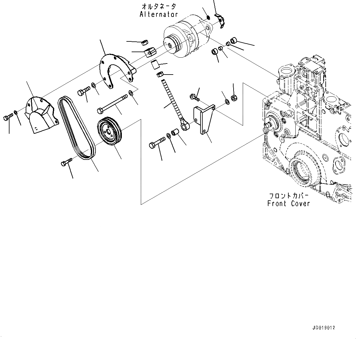 Схема запчастей Komatsu SAA6D140E-5E - ГЕНЕРАТОР, КРЕПЛЕНИЕ (№-) ГЕНЕРАТОР, AMP