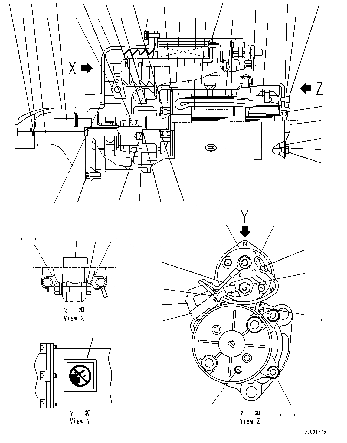 Схема запчастей Komatsu SAA6D170E-5BR - СТАРТЕР, ВНУТР. ЧАСТИ (№8-) СТАРТЕР, 7.KW