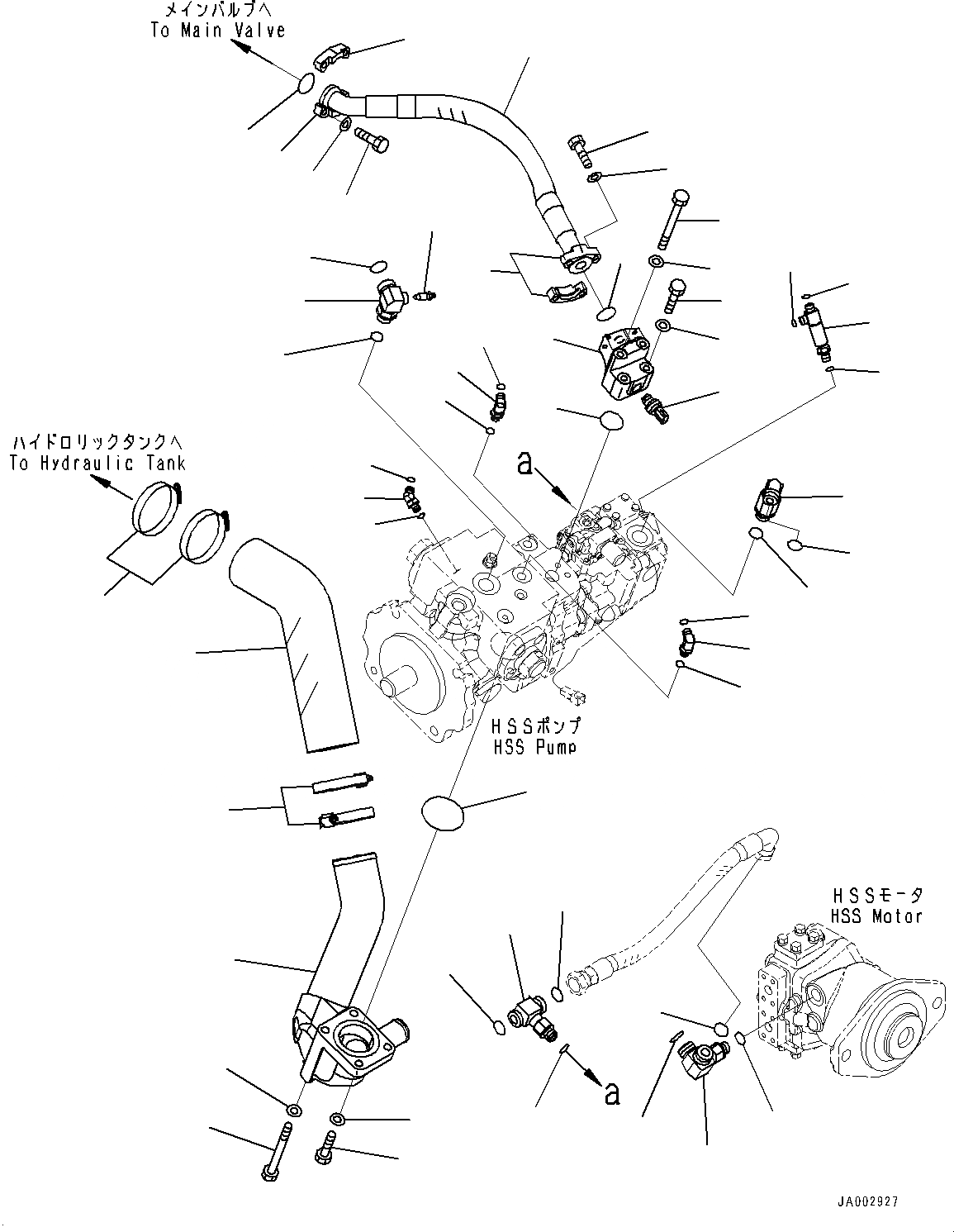 Схема запчастей Komatsu D65WX-17 - ГИДРАВЛ МАСЛ. НАСОС ТРУБЫ, ВСАСЫВ. И ПОДАЮЩ. ТРУБЫ (№-) ГИДРАВЛ МАСЛ. НАСОС ТРУБЫ