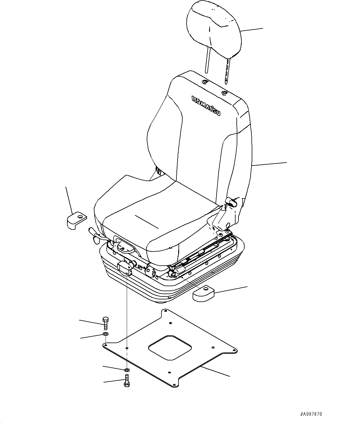 Схема запчастей Komatsu D65WX-17 - СИДЕНЬЕ ОПЕРАТОРА, КРЕПЛЕНИЕ (№-) СИДЕНЬЕ ОПЕРАТОРА, МЕХАНИЧ. С ВОЗД. ПОДВЕСКОЙ, LEATHER, TURN, НАКЛОН., С HEADREST