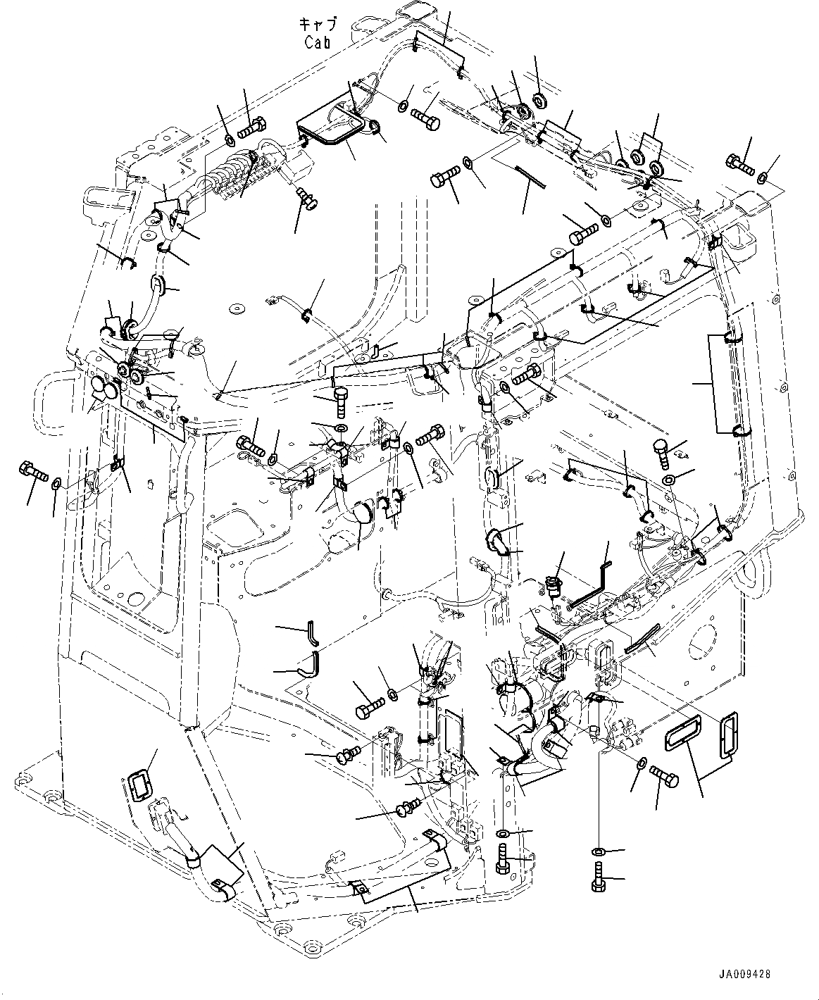 Схема запчастей Komatsu D65WX-17 - КАБИНА ROPS, ПРОВОДКА КРЕПЛЕНИЕ (/) (№-) КАБИНА ROPS, С AM-FM STEREO РАДИО С AUX ФИКСИР., ЕСКАНАТ И ASIA, ДЛЯ СТРАН ЕС НОВ. NOISE ARRANGEMENT , D MACHINE УПРАВЛ-Е ЗАГЛУШКА И PL