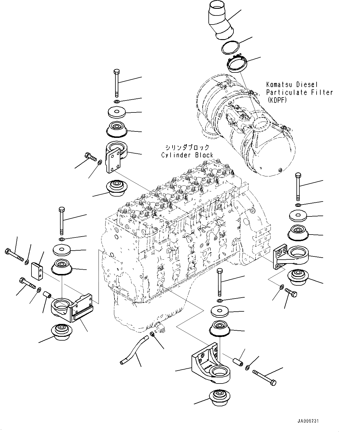 Схема запчастей Komatsu D65EX-17 - КРЕПЛЕНИЕ ДВИГАТЕЛЯ, КРЕПЛЕНИЕ (№-) КРЕПЛЕНИЕ ДВИГАТЕЛЯ, БЕЗ KOMATSU DIESEL ЧАСТЬICULATE ФИЛЬТР. (KDPF) COVER