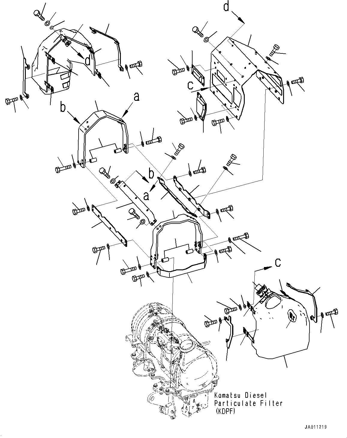 Схема запчастей Komatsu D65EX-17 - КРЕПЛЕНИЕ ДВИГАТЕЛЯ, KOMATSU DIESEL ЧАСТЬICULATE ФИЛЬТР. (KDPF) КРЫШКА(№-) КРЕПЛЕНИЕ ДВИГАТЕЛЯ, ДЛЯ LANDFILL СПЕЦ-ЯIFICATION