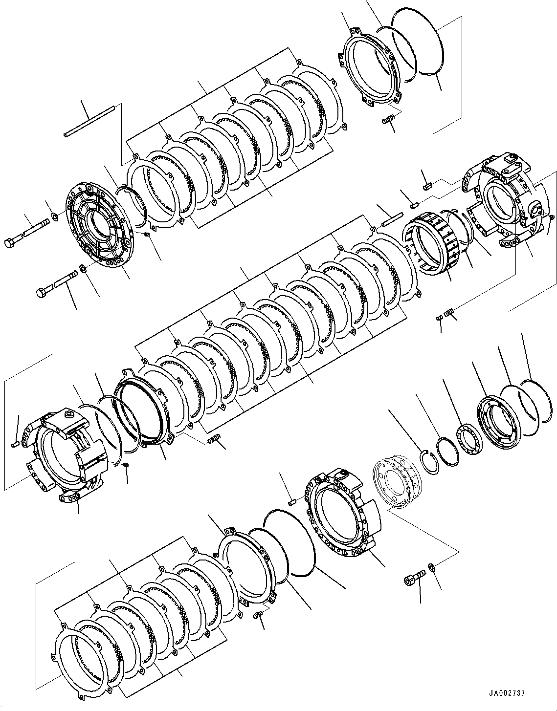 Схема запчастей Komatsu D65EX-17 - СИЛОВАЯ ПЕРЕДАЧА, 2, 3, ПЕРЕД. И КОЖУХ РЕВЕРСА (№-) СИЛОВАЯ ПЕРЕДАЧА