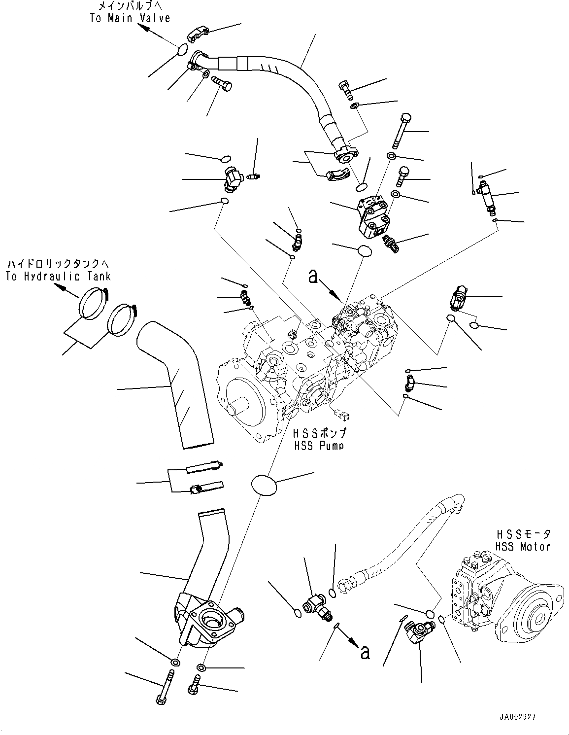 Схема запчастей Komatsu D65EX-17 - ГИДР. НАСОС. ТРУБЫ, ВСАСЫВ. И ПОДАЮЩ. ТРУБЫ (№-) ГИДР. НАСОС. ТРУБЫ, PROVISION ДЛЯ ЛЕБЕДКА