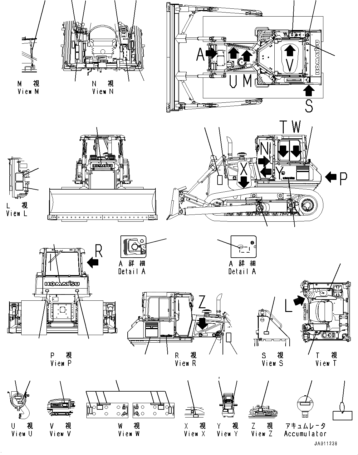 Схема запчастей Komatsu D65EX-17 - МАРКИРОВКА, ТАБЛИЧКИ (№-) МАРКИРОВКА, АНГЛ., С АККУМУЛЯТОР, УСИЛ. ПОВОРОТНЫЙ ОТВАЛ ИЛИ ПОВОРОТНЫЙ ОТВАЛ ИЛИ ПРЯМ. DOZER, ДЛЯ СТРАН ЕС НОВ. NOISE ARRANGEMENT 