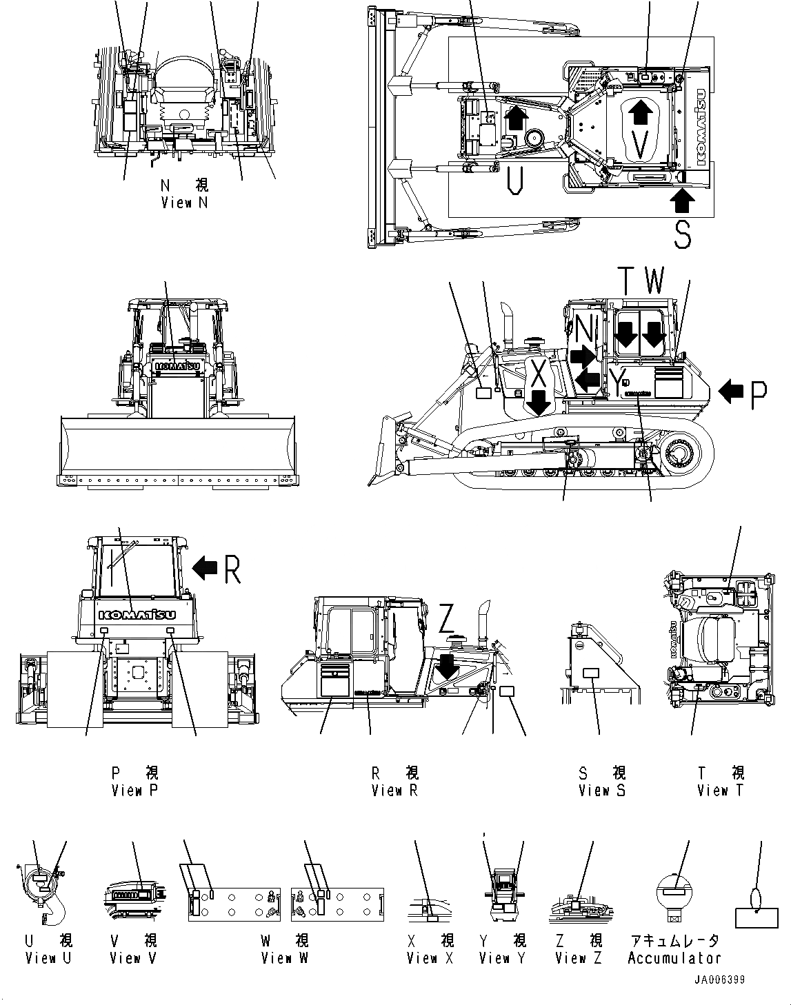 Схема запчастей Komatsu D65EX-17 - МАРКИРОВКА, ТАБЛИЧКИ (№-) МАРКИРОВКА, ФРАНЦИЯ, ДЛЯ QUEBEC CANADA, С ПОВОРОТН. ОТВАЛ С ИЗМ. УГЛОМ DOZER, ВНУТР. РАМА