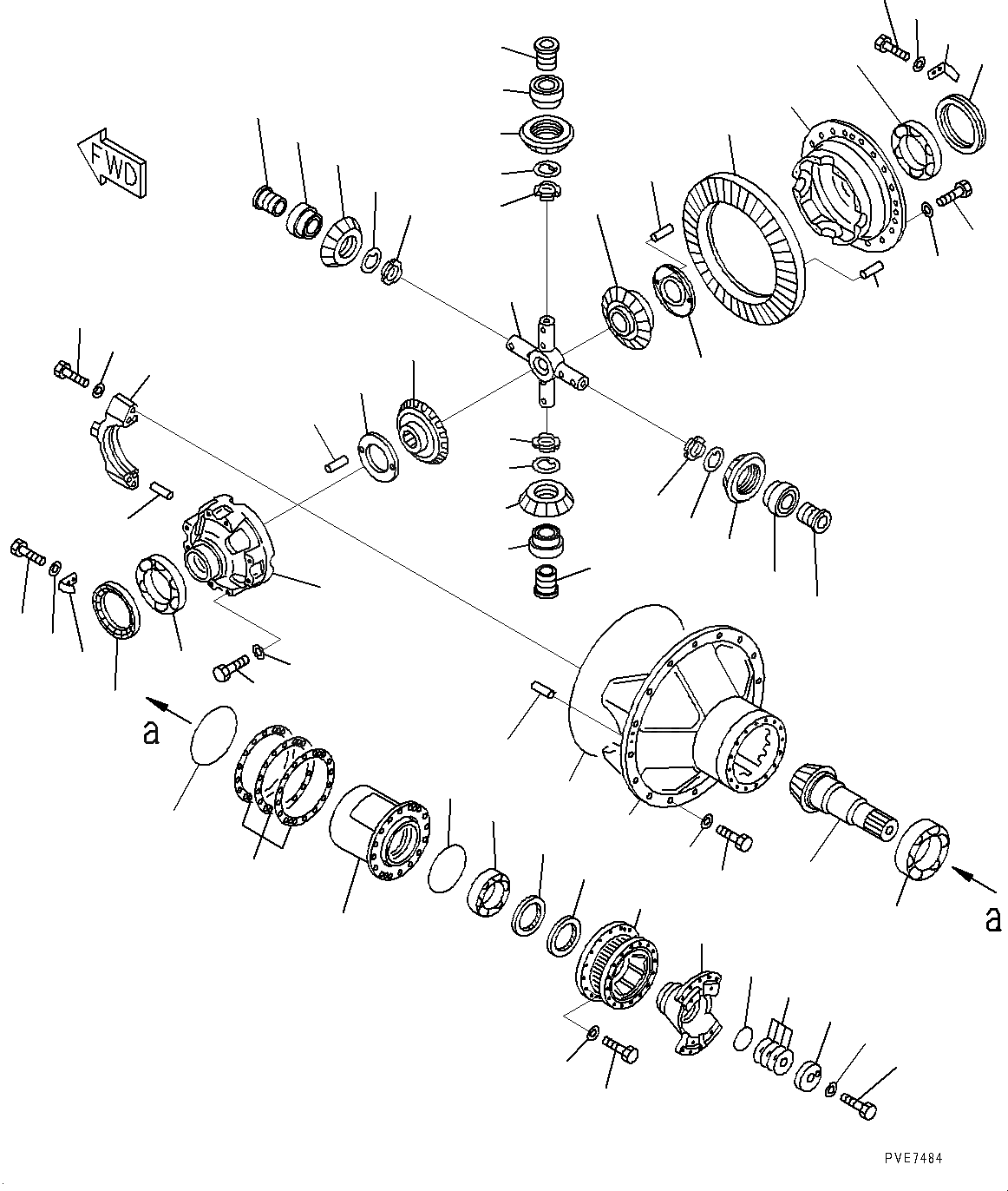 Схема запчастей Komatsu WA900-3E0 - ПЕРЕДНИЙ МОСТ, ДИФФЕРЕНЦ. (№9-) ПЕРЕДНИЙ МОСТ